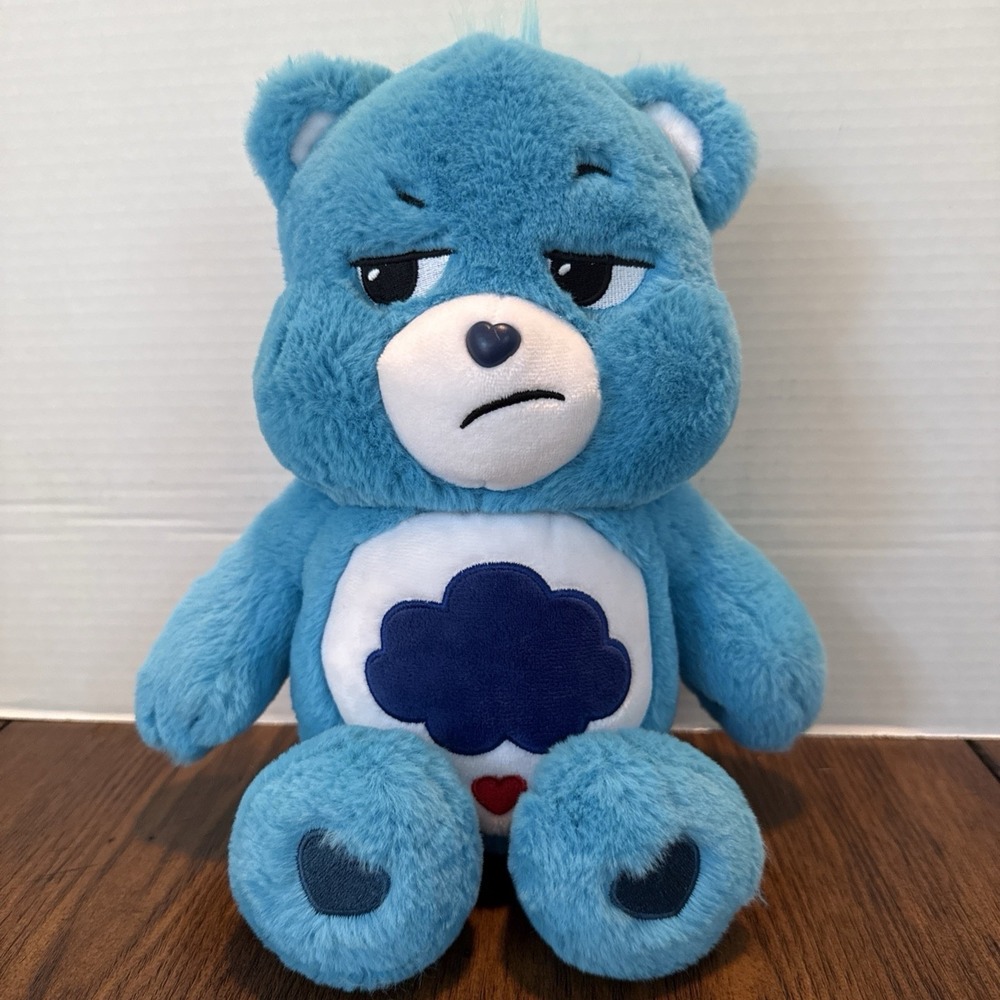 Care Bears Grumpy Bear 14"  Stuffed Plush Blue Rain Cloud Belly 2020